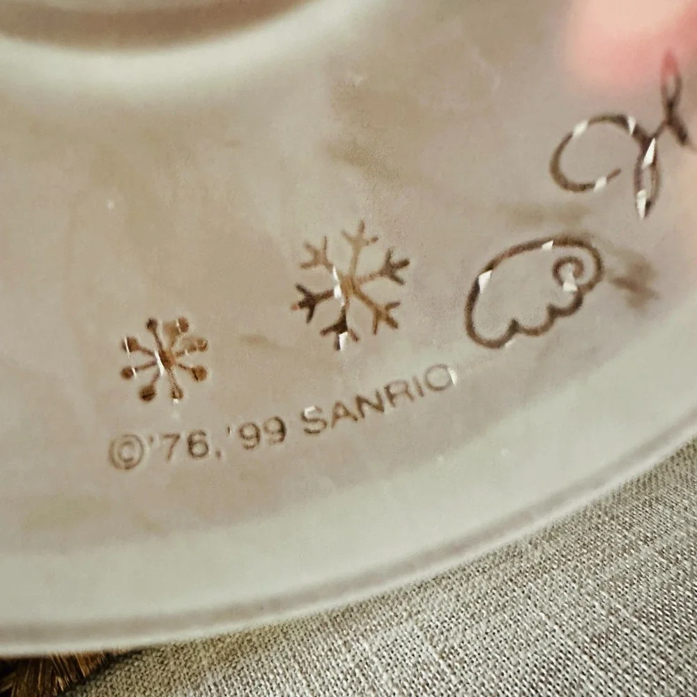 Vintage Hello Kitty Sanrio Tea Cup Saucer Frosted Glass 90s‎